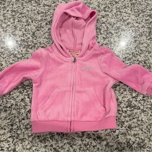 Y2K Juicy Couture Pink Baby Velour Zip Hoodie 3-6months